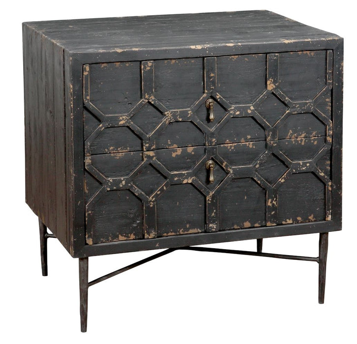 28" Two Drawer Nightstand - Black