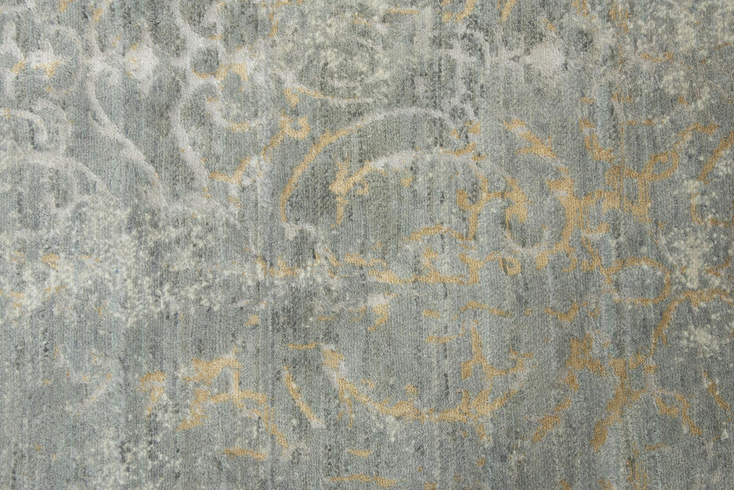 10' X 13' New Zealand Lambs Wool Trellis Hand Carved Handmade Area Rug (747583) - Gray / Light Gray / Beige / Ivory