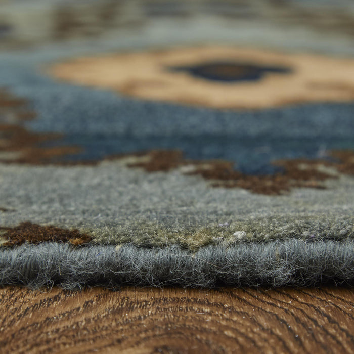 9' X 12' Wool Hand Knotted Area Rug (744349) - Blue / Gray / Tan