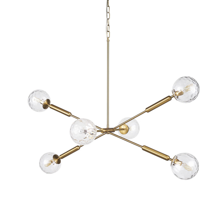 Sputnik Six Light Dimmable Chandelier With Shades - Gold / Clear