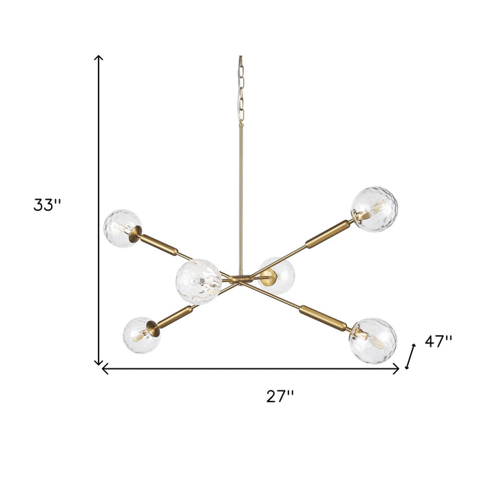 Sputnik Six Light Dimmable Chandelier With Shades - Gold / Clear