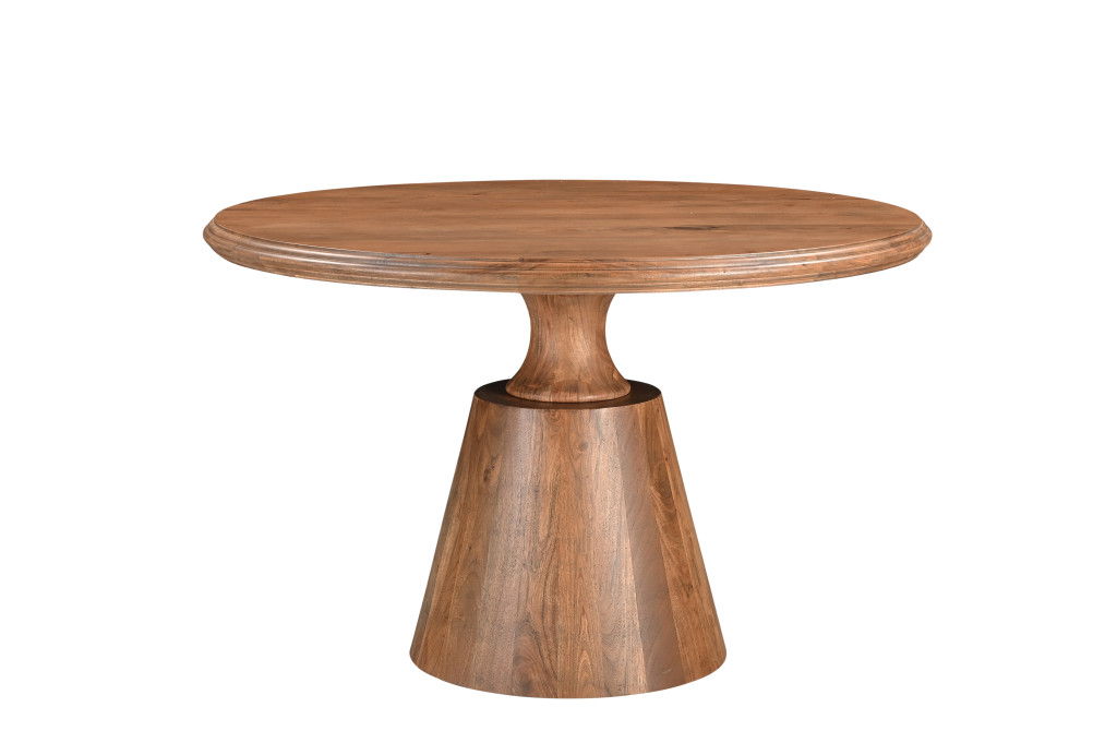 48" Wood Pedestal Base Round Top Dining Table - Natural