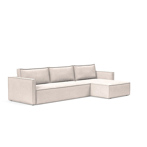 Innovation Living Newilla sofa bed with lounger, slim arms, showcasing modern design and versatile seating in a stylish living room.