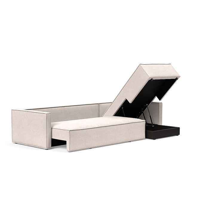 Innovation Living Newilla sofa bed with lounger, featuring slim arms and modern design, ideal for versatile living room seating.