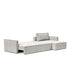 Innovation Living Newilla sofa bed with lounger and slim arms, showcasing modern design and versatile seating options.