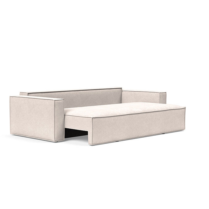 Innovation Living Newilla sofa bed with standard arms, showcasing modern design and comfortable seating in a stylish living room setting.