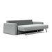 Innovation Living Cone sofa bed with modern design, featuring a sleek gray fabric upholstery and compact form.
