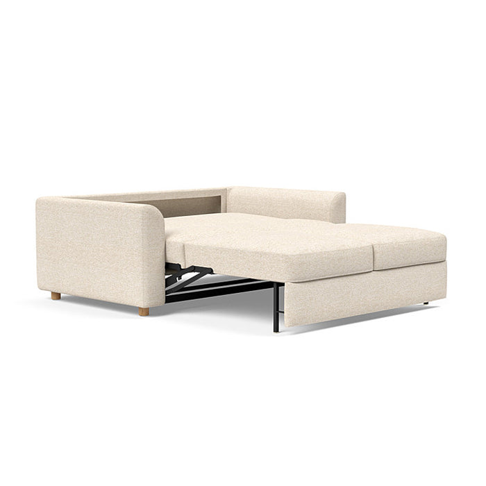 Innovation Living Neah full-size sofa bed with curved arms, modern design, and versatile seating in a stylish living room setting.