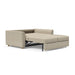 Innovation Living Neah full size sofa bed with curved arms, showcasing modern design and comfortable seating in a stylish living room setting.