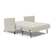 Innovation Living Cubed full size sofa bed with arms, showcasing its modern design and comfortable seating in a living room setting.