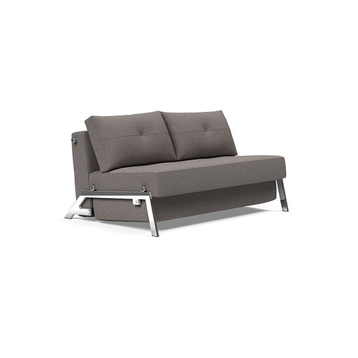 Innovation Living Cubed full-size sofa bed with chrome legs, showcasing modern design and versatile seating and sleeping options.