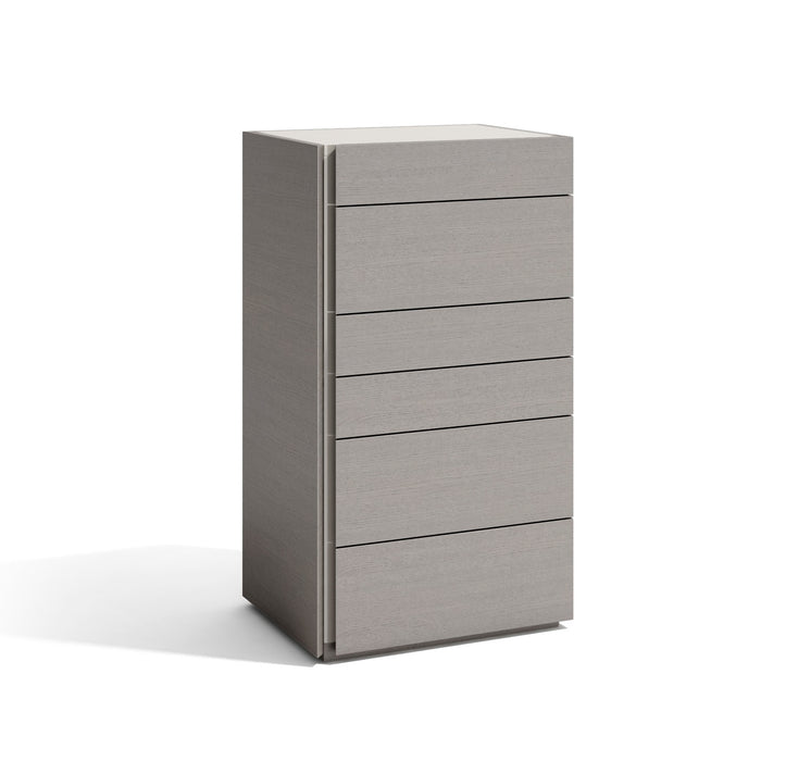 J & M Furniture Faro Grey Accent Chest with sleek design and storage drawers, ideal for modern home decor.