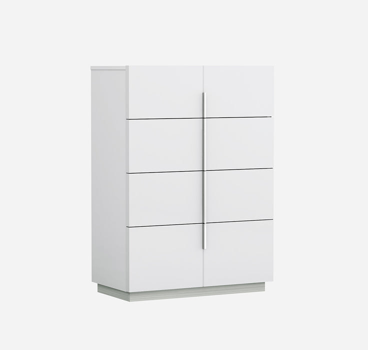 White J & M Furniture Oslo Accent Chest with sleek design and storage drawers, ideal for living room or bedroom decor.