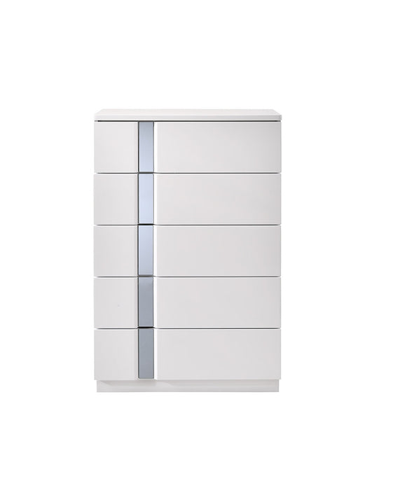 White J & M Furniture Palermo Accent Chest with decorative drawer handles, showcasing a stylish storage solution for living spaces.