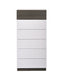 White and walnut J & M Furniture Sanremo accent chest with sleek design and storage drawers, showcasing modern living furniture.