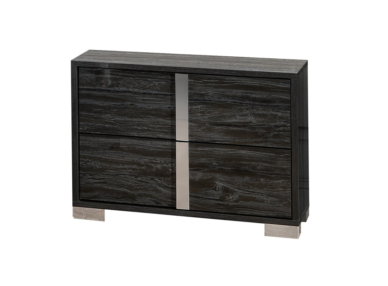 Glossy gray Alice nightstand by J & M Furniture, right accent nightstand with sleek modern design and smooth finish.