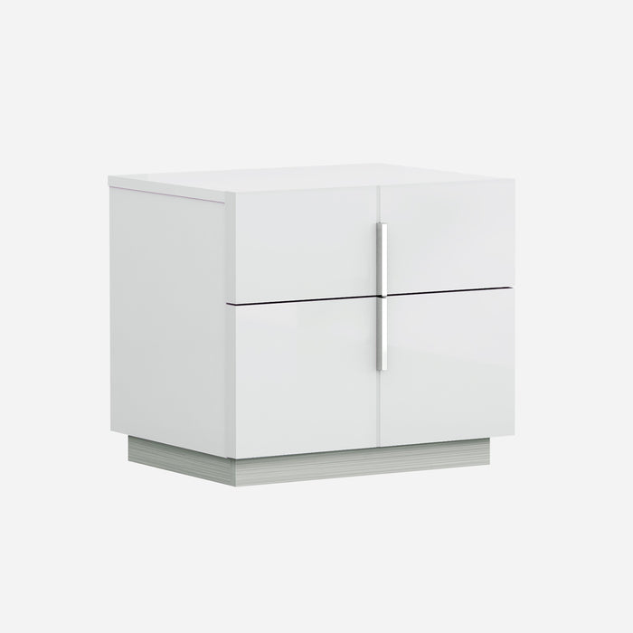 White J & M Furniture Oslo accent nightstand with a modern design and clean lines, perfect for bedroom decor.
