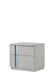 Grey J & M Furniture Palermo accent nightstand with a sleek design and a single drawer for bedroom storage.