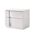 White J & M Furniture Palermo accent nightstand with a sleek design and modern style, shown in a well-lit room setting.