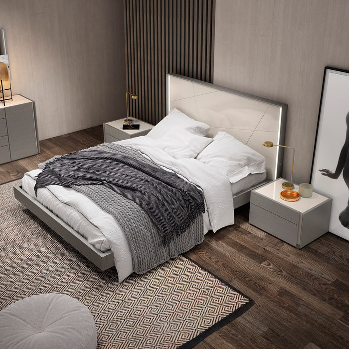 Grey J & M Furniture Sintra night stand, left side accent piece with a modern design and storage drawer.