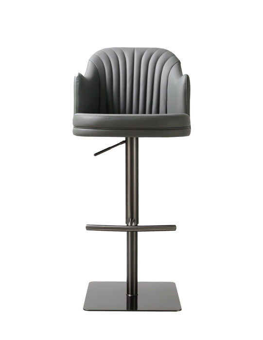 Charcoal J & M Furniture K C418A-58 barstool with wooden legs and cushioned seat, modern design for kitchen or bar area.