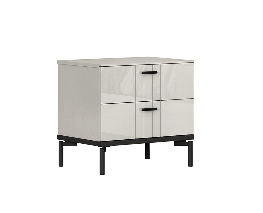 J & M Furniture Bella Queen Bed with elegant headboard and sleek design, perfect for a stylish bedroom setup.