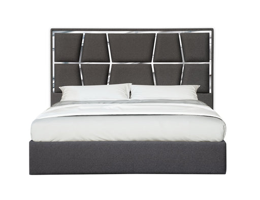 J & M Furniture Degas Queen Bed in charcoal with sleek upholstered headboard and modern design for bedroom decor