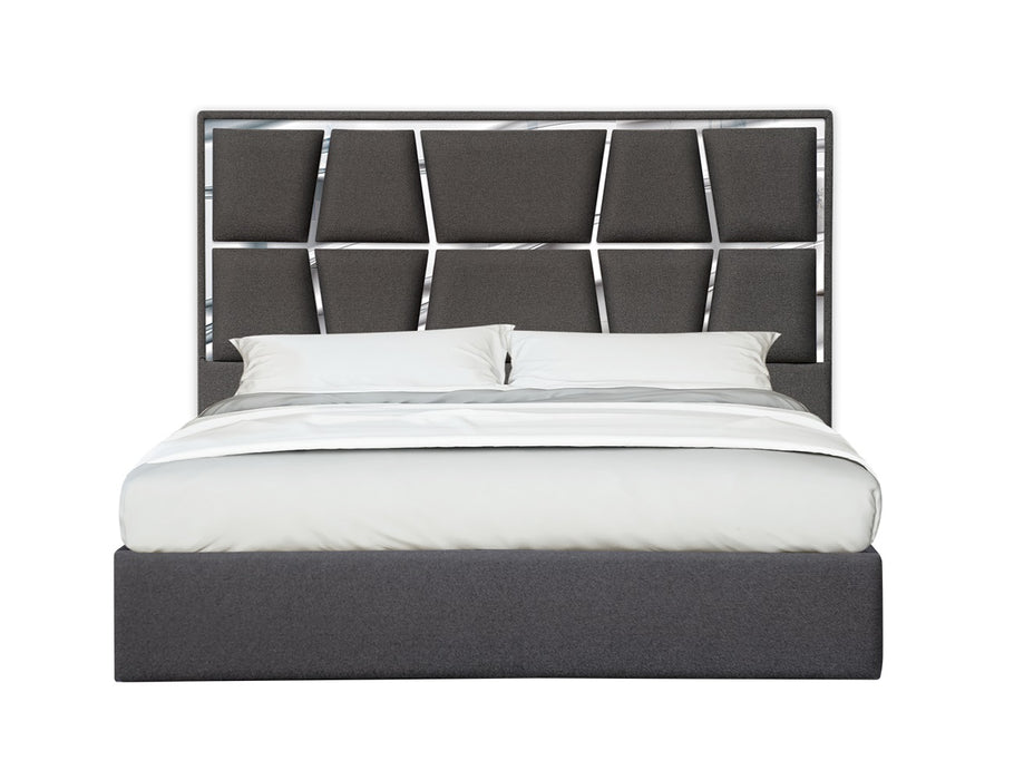 J & M Furniture Degas Queen Bed in charcoal with sleek upholstered headboard and modern design for bedroom decor