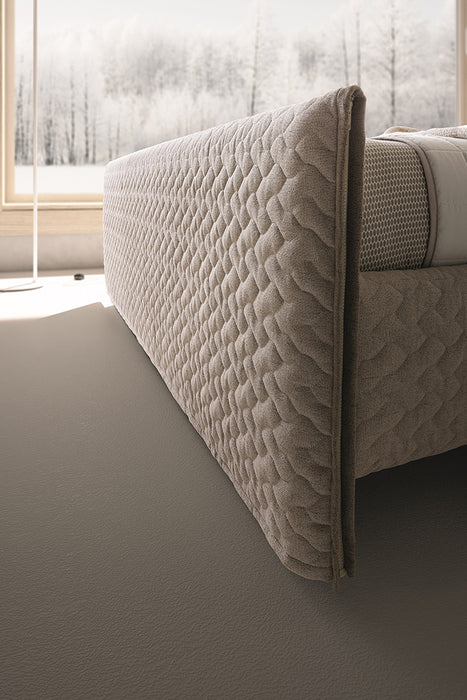 J & M Furniture Evergreen Queen Bed with wooden frame and headboard in natural finish, modern design for bedroom decor