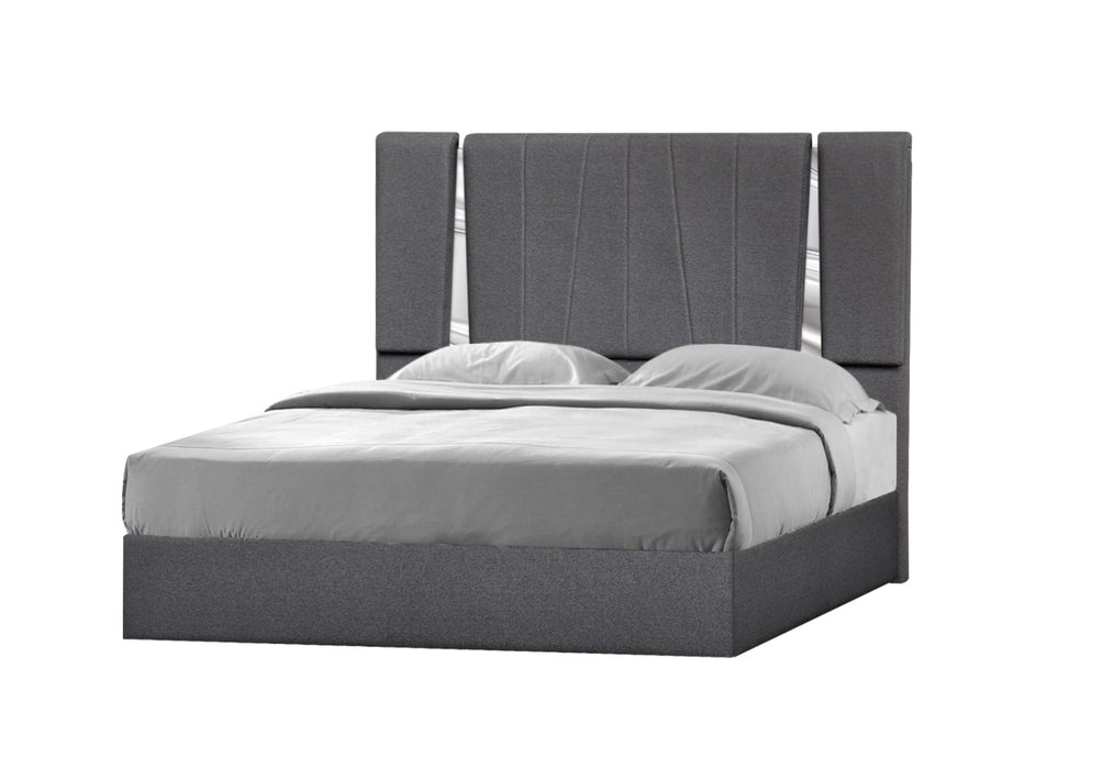 J & M Furniture Matisse Queen Bed in Charcoal with sleek upholstered headboard and modern design for stylish bedroom decor.