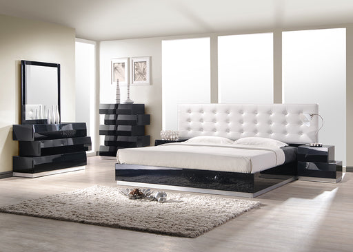 Black Milan king size bed by J & M Furniture with sleek modern design and sturdy wooden frame.