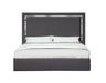 J & M Furniture Monet Queen Bed in Charcoal with upholstered headboard and sleek modern frame, stylish bedroom furniture.