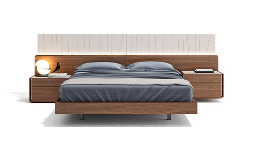 Walnut Porto king size bed by J & M Furniture with sleek wooden frame and modern design for a stylish bedroom.