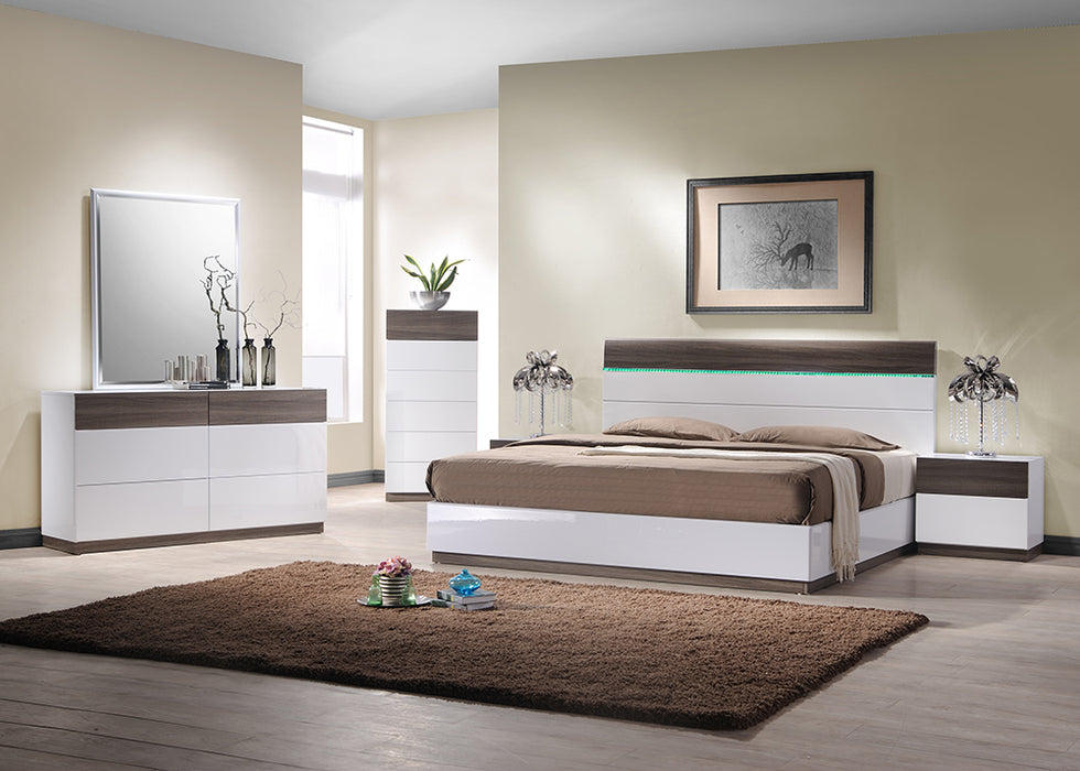 J & M Furniture Sanremo-B King Bed in white with sleek design and sturdy frame, perfect for a modern bedroom.