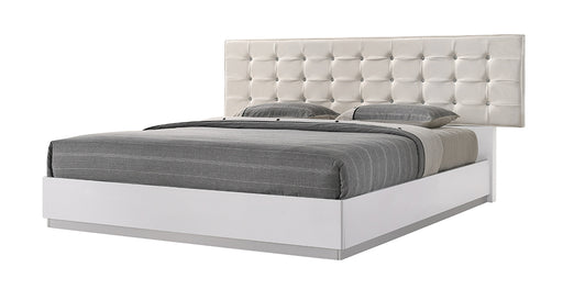 White Verona full size bed by J & M Furniture with a modern wooden frame and clean design.