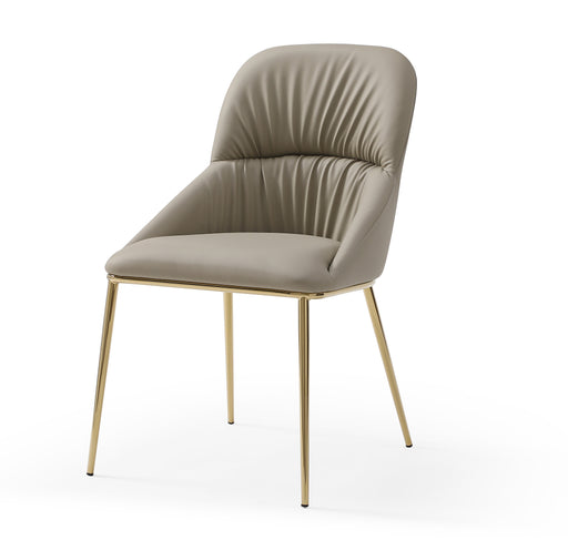 Light grey J & M Furniture MC Orleans dining chair with a modern design and wooden legs, shown from a side angle.