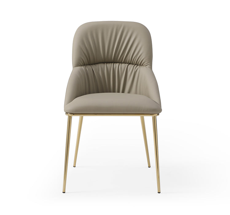 Light grey J & M Furniture MC Orleans dining chair with wooden legs and cushioned seat, showcasing modern style and comfort.