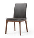 J & M Furniture Portland Chair in grey fabric with walnut wood legs, showcasing a modern, sleek design.