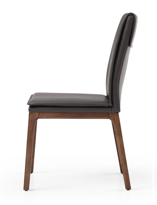 J & M Furniture MO Portland chair in grey upholstery with walnut wooden legs, showcasing a modern, comfortable seating design.