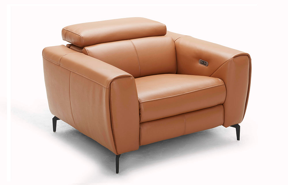 J & M Furniture Lorenzo chair in caramel with plush upholstery, part of a stylish chair set.