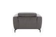 Grey J & M Furniture Lorenzo chair from the chair sets, showcasing a modern upholstered seating with wooden legs.