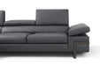 Grey right-hand facing chaise lounge by J & M Furniture, showcasing plush upholstery and modern design.