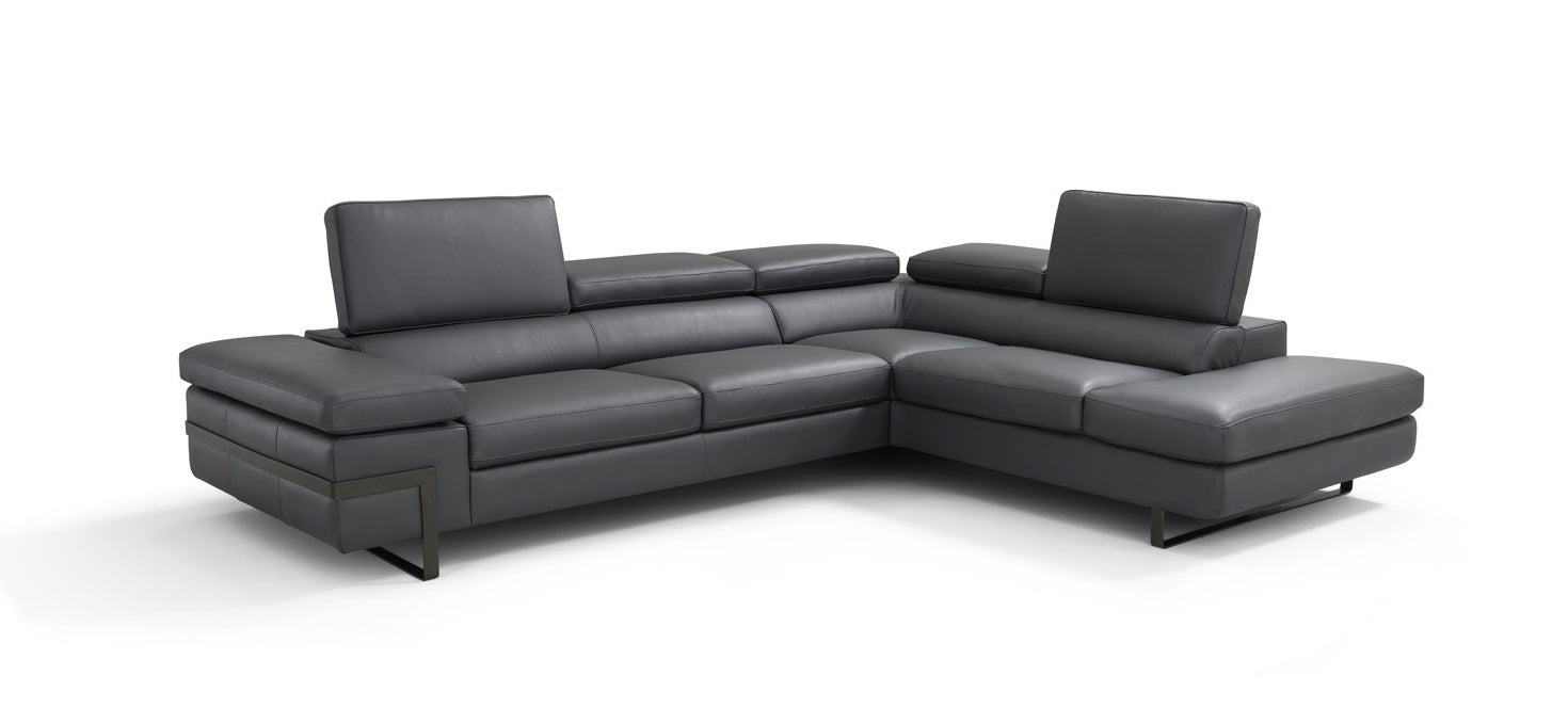 Grey right-hand facing chaise lounge from J & M Furniture I867, showcasing plush upholstery and modern design.