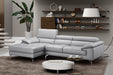 J & M Furniture Liam leather sectional with left-hand facing chaise, showcasing plush cushions and modern design.
