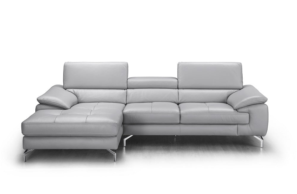 J & M Furniture Liam premium leather sectional with left-hand facing chaise, showcasing plush leather upholstery and modern design.
