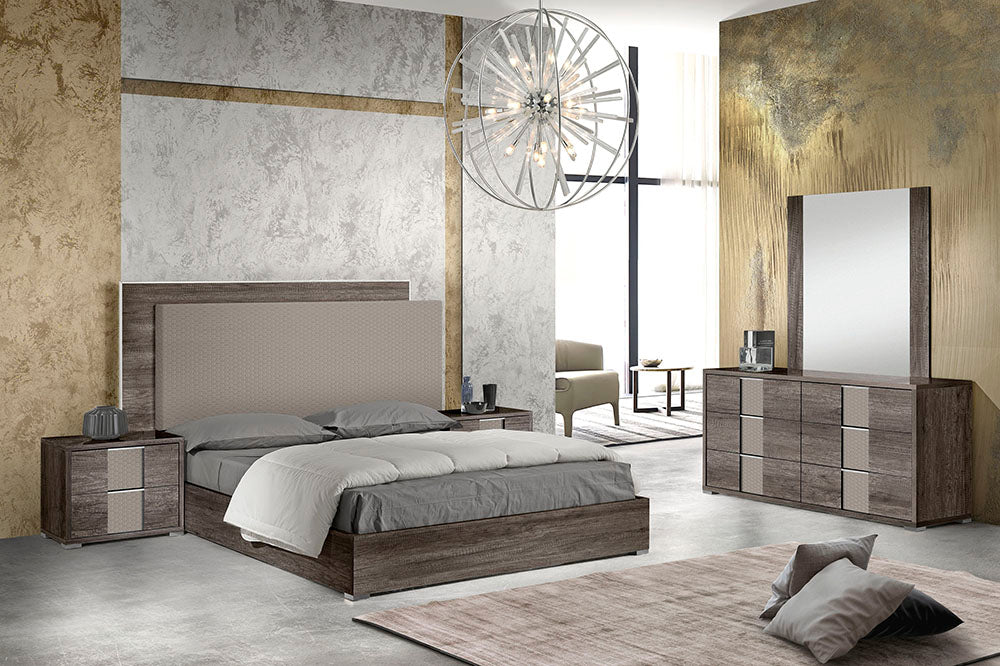J & M Furniture Portofino Chest showing a wooden storage chest with sleek design and metal handles.