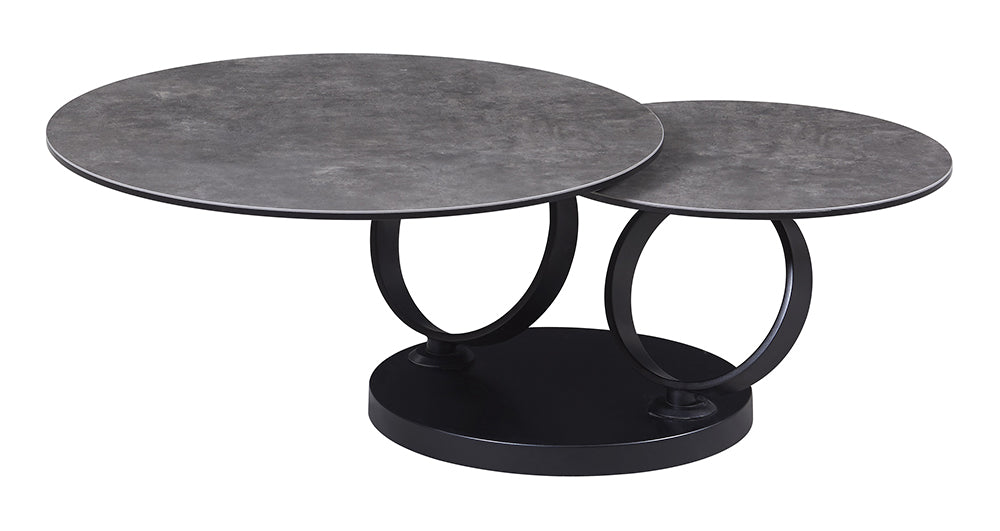 Modern J & M Furniture MC Dallas coffee table with a sleek wooden top and sturdy metal legs in a contemporary living room setting.