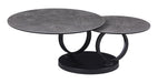 Modern J & M Furniture MC Dallas coffee table with a sleek wooden top and sturdy metal legs in a contemporary living room setting.
