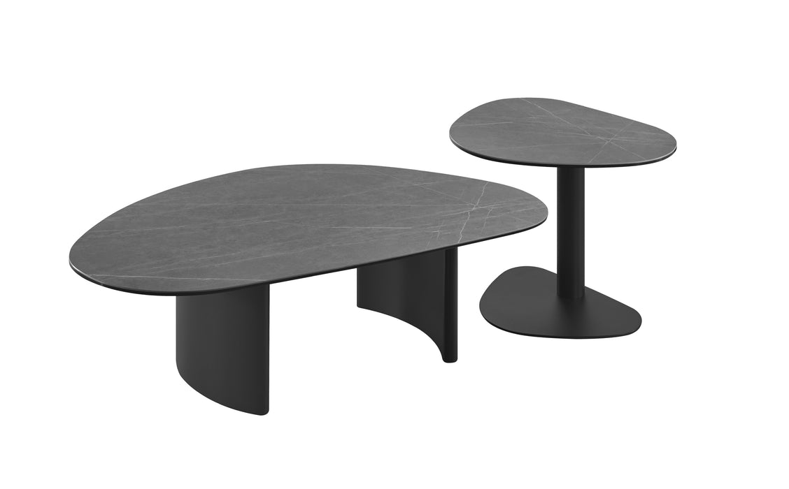 J & M Furniture RH 9698 charcoal grey coffee table with sleek modern design, sturdy wooden legs, and a spacious tabletop.