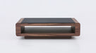 Modern J & M Furniture Tudor coffee table in walnut wood with sleek design and sturdy construction.